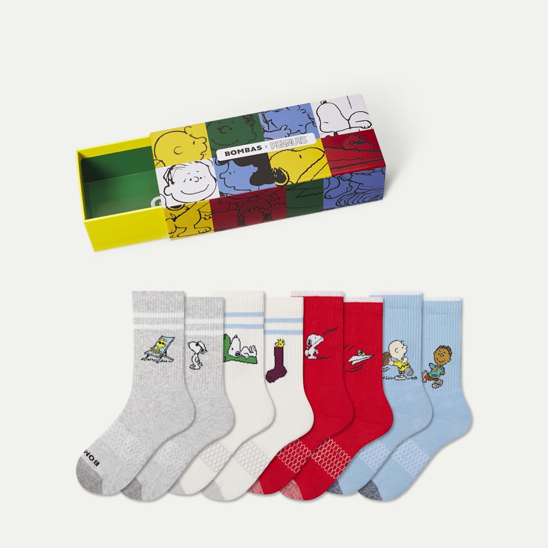 Peanuts x Bombas: Youth Calf Sock 4-Pack Gift Box