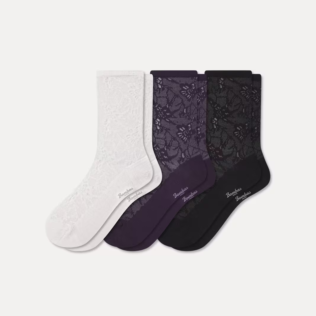 Women’s Floral Lace Half Calf Sock 3-Pack