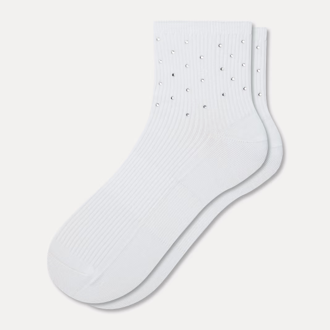 Women’s Rhinestone Rib Quarter Socks