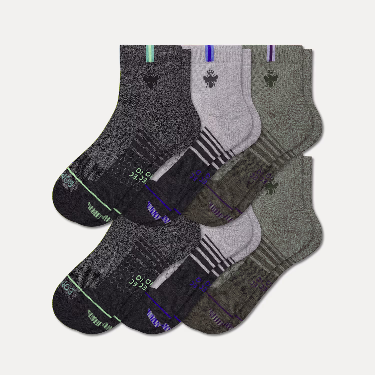 Women's Merino Wool Blend Run Quarter Sock 6-Pack