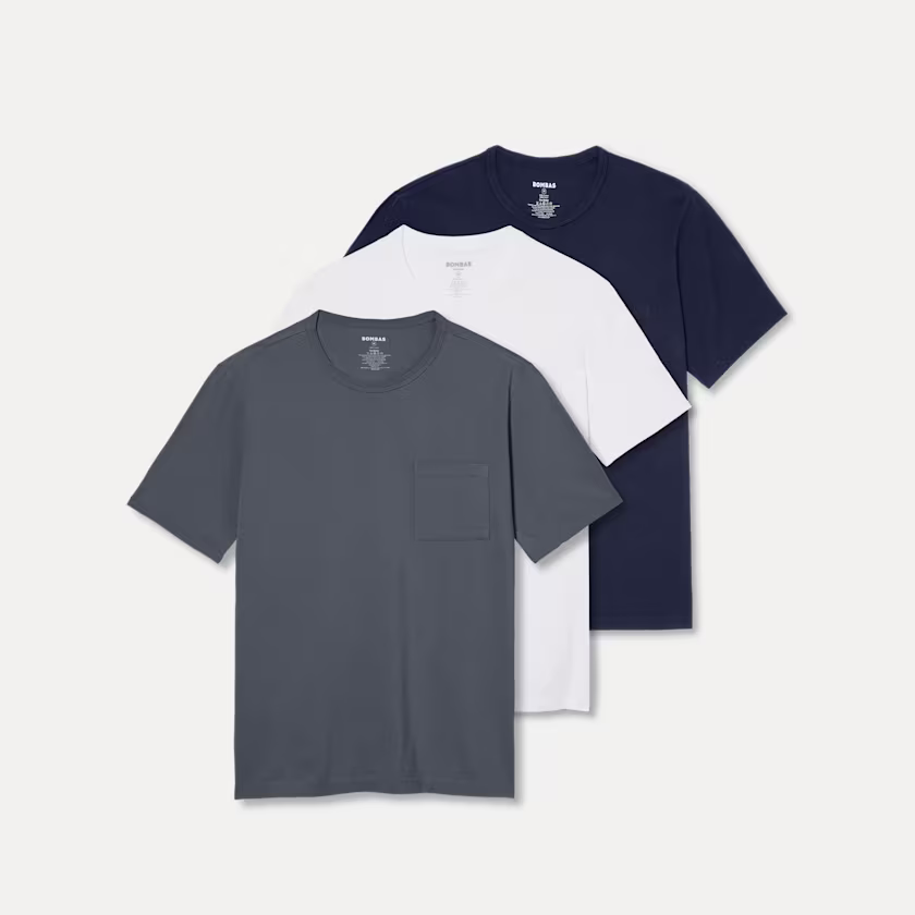 Men’s Premium Weight Pocket Crew Neck T-Shirt 3-Pack