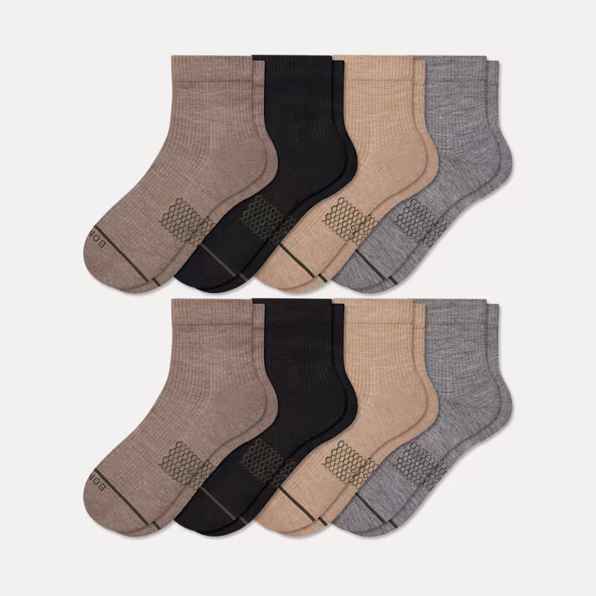 Men's Merino Wool Blend Modern Rib Quarter Sock 8-Pack
