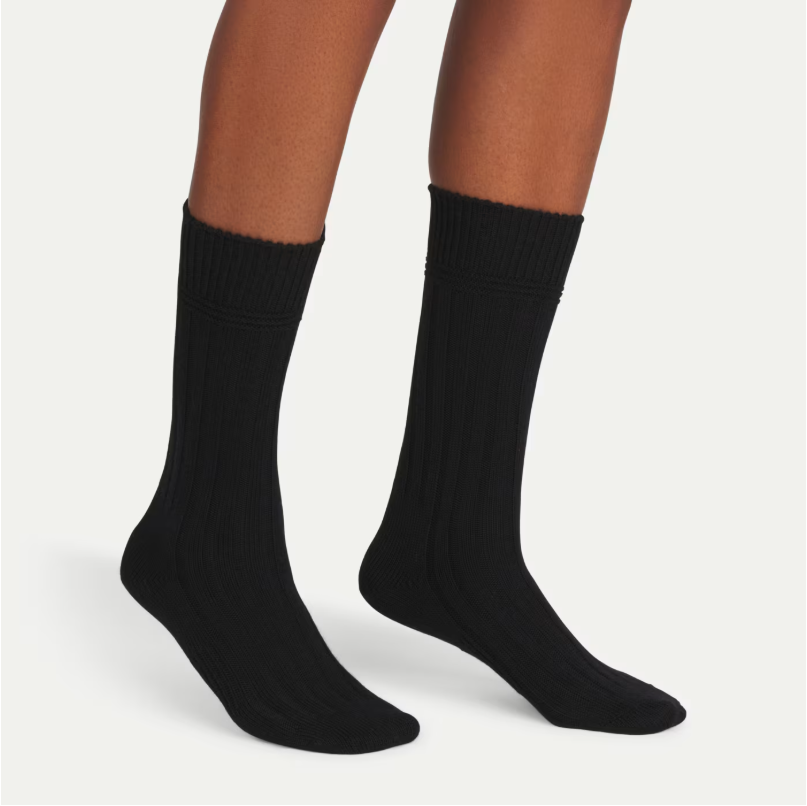 Women's Merino Cashmere Blend Rib Calf Socks