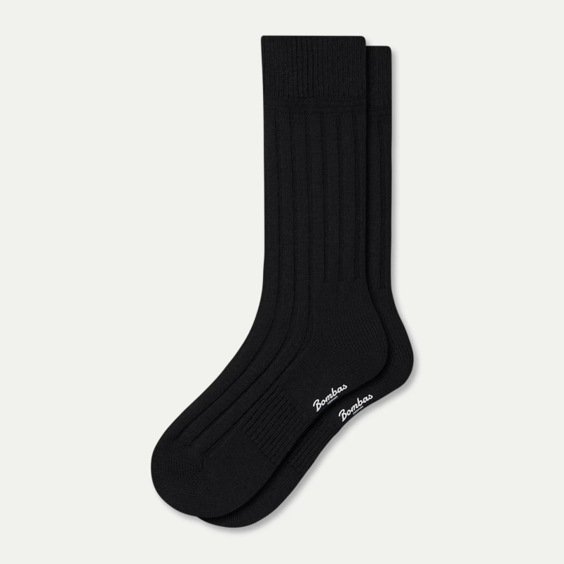 Women's Merino Cashmere Blend Rib Calf Socks