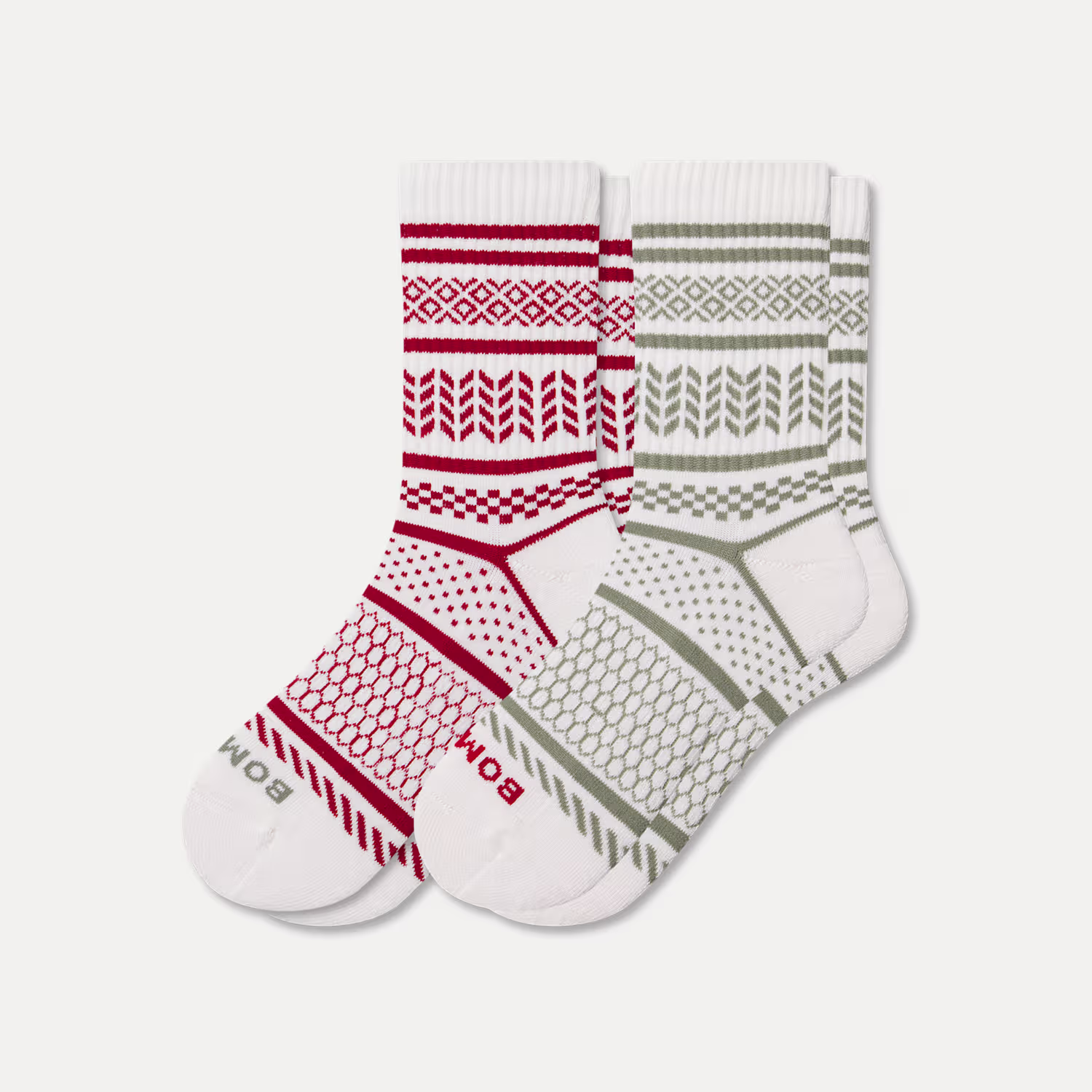 Women's Fair Isle Half Calf Sock 2-Pack Ornament Gift Box