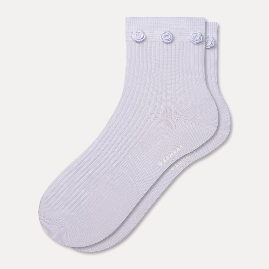 Women's Rosette True Rib Quarter Socks