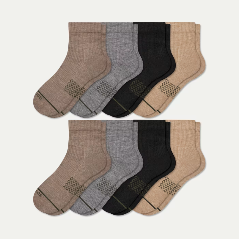 Women's Merino Wool Blend Modern Rib Quarter Sock 8-Pack