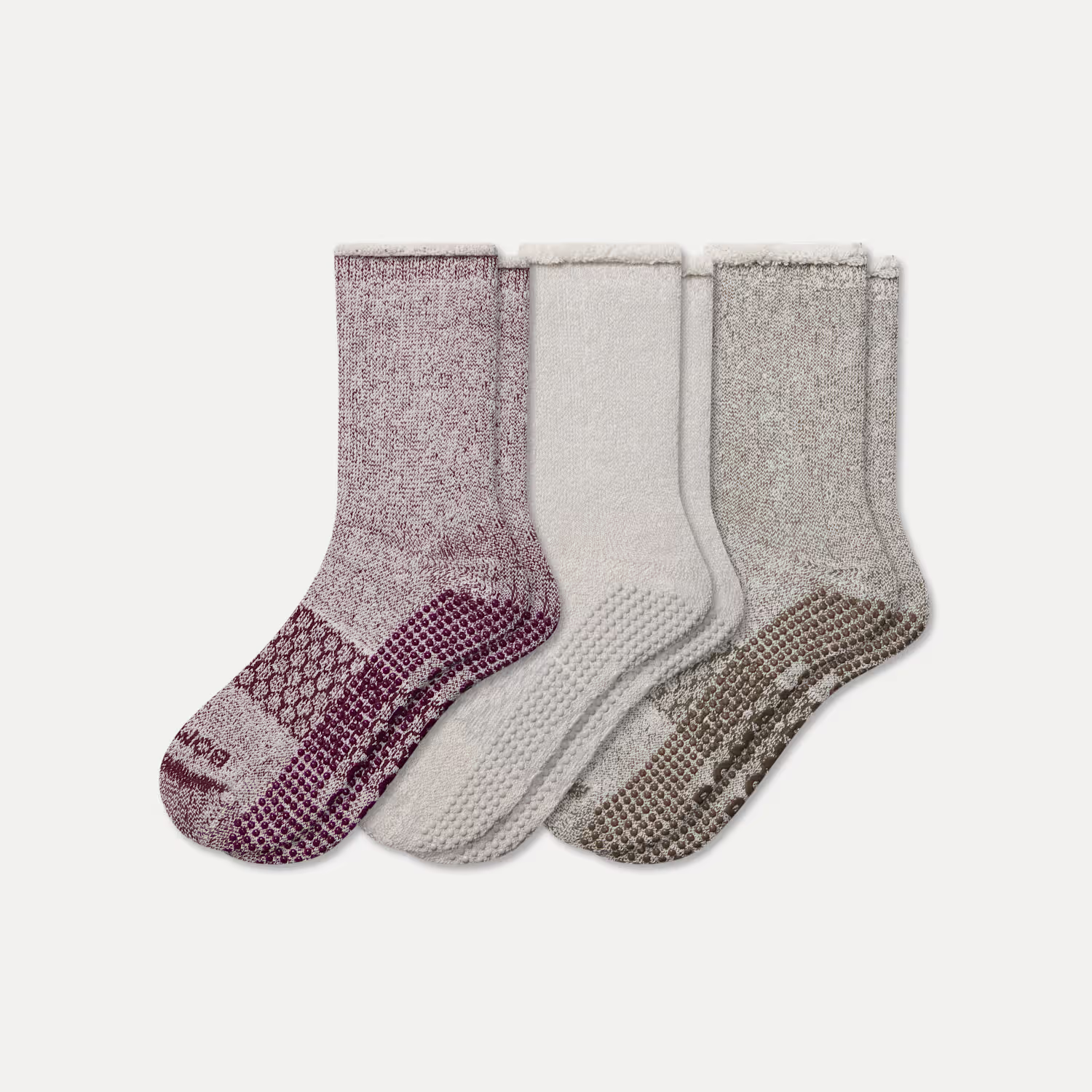 Women’s Roll-Top Merino Blend Gripper House Sock 3-Pack