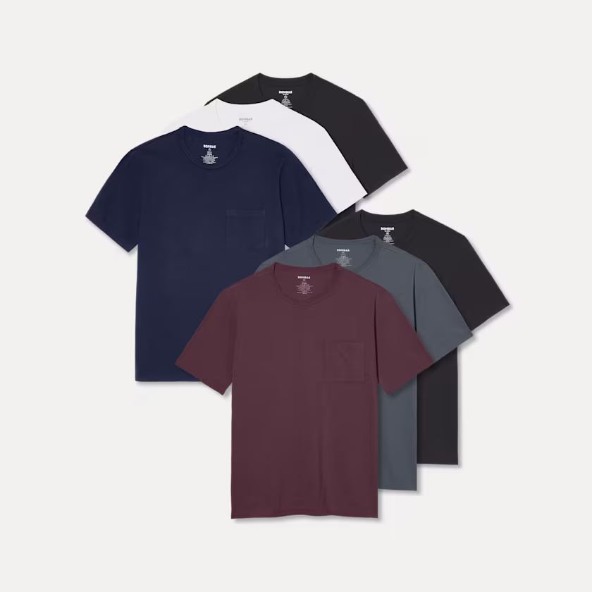 Men's Premium Weight Pocket Crew Neck T-Shirt 6-Pack